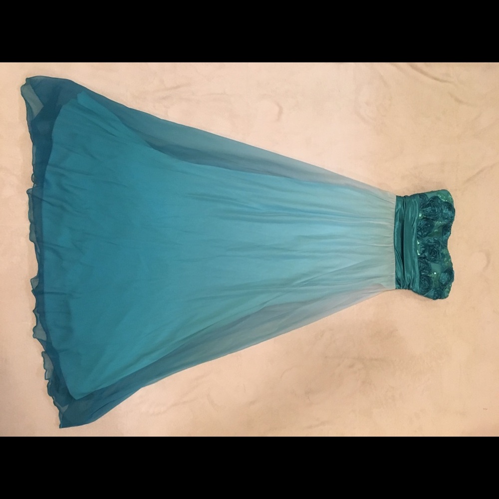 Ombré turquoise prom dress
